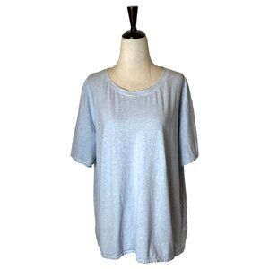 Wrap London Shirt Women 14 Blue Hemp And Organic Cotton Short Sleeve Jersey Tee